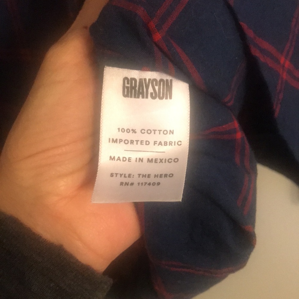 Grayson The Hero Navy And Red Button-Down Long Sl… - image 7